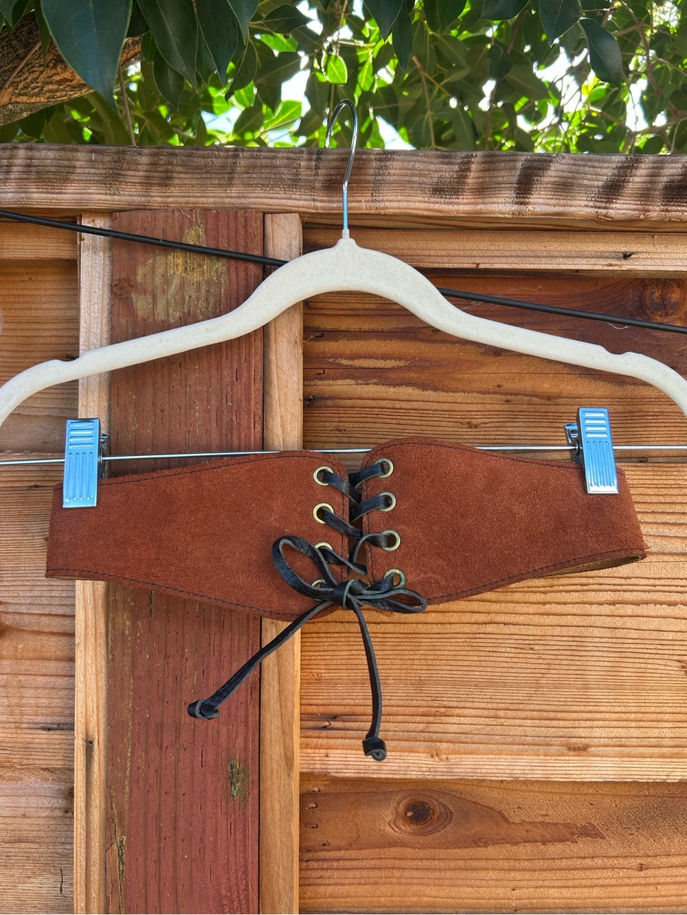 Vintage 70s Handmade by Calderon Brown Suede Lace-Up Waist Belt Corset XS-S